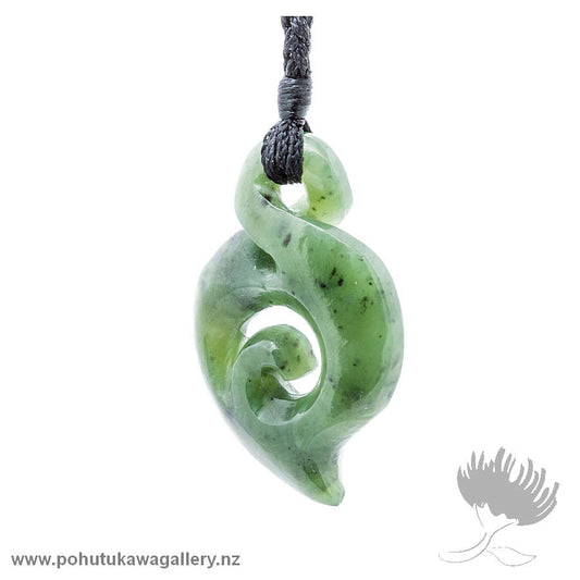 NZ Greenstone Twist Koru Pendant