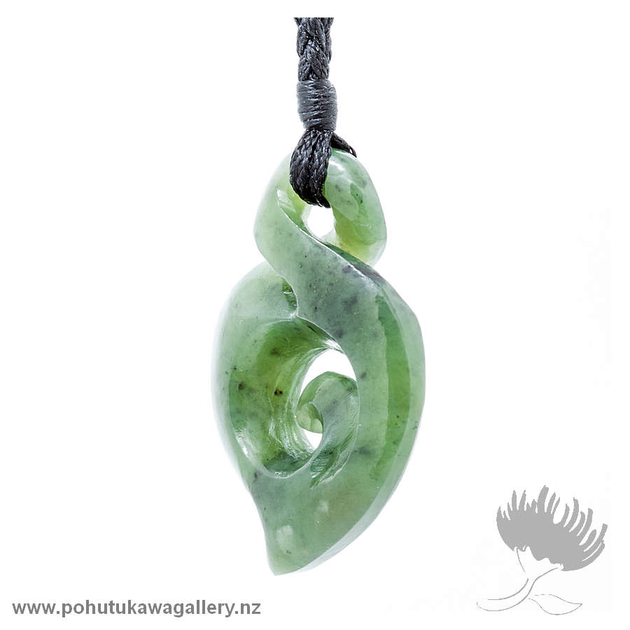 NZ Greenstone Twist Koru Pendant