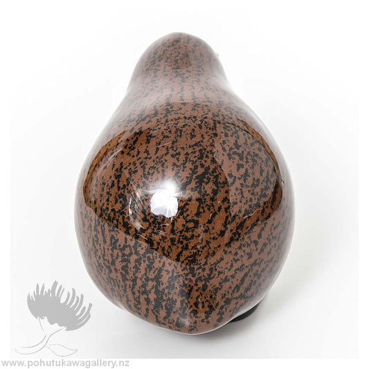 Hand Painted in NZ – Ceramic Bird | Medium Kiwi Dark Brown
