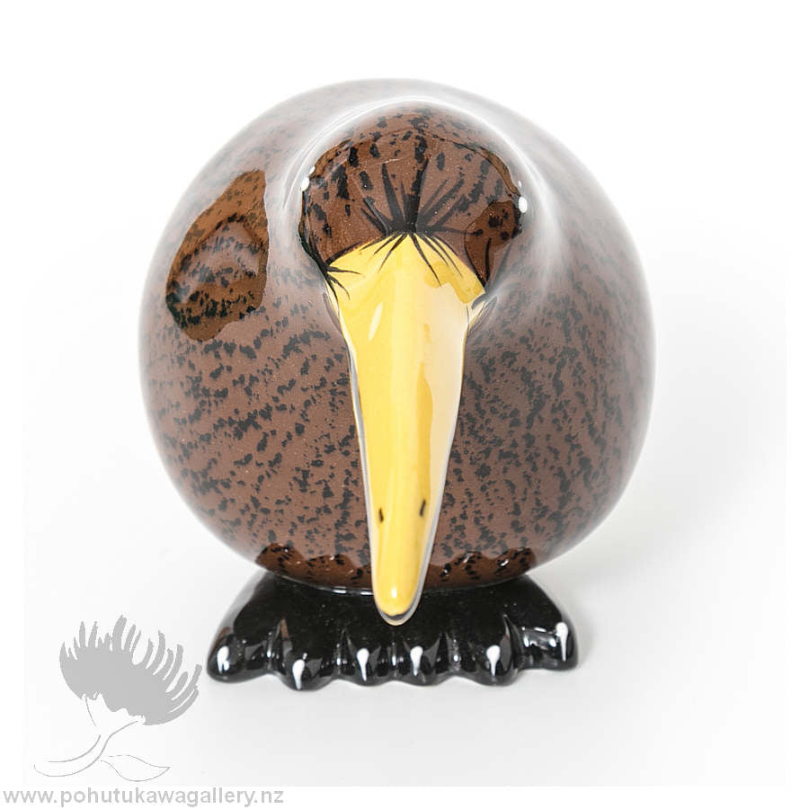 Hand Painted in NZ – Ceramic Bird | Medium Kiwi Dark Brown