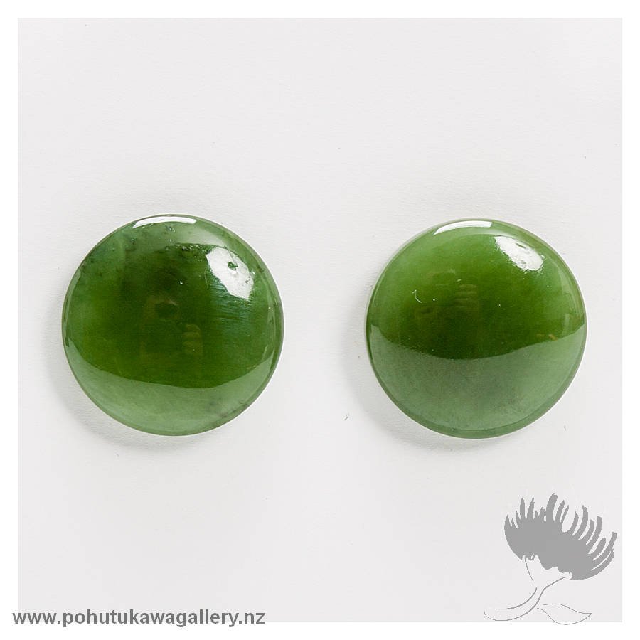 Greenstone Domed Disc Earrings