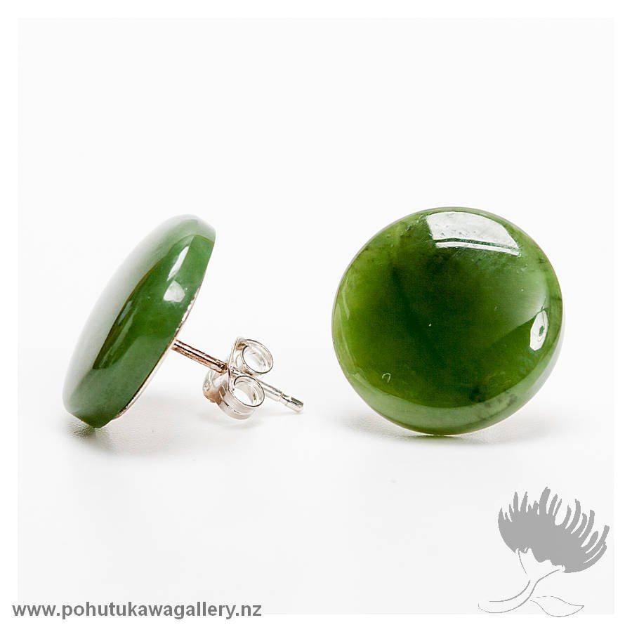 Greenstone Domed Disc Earrings