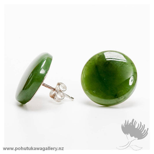 Greenstone Domed Disc Earrings