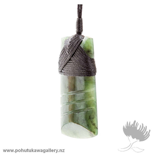NZ Greenstone Pendant Bound Toki 3 Lines