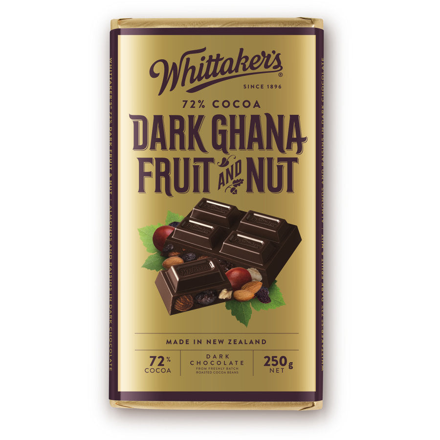 Chocolate Block 72% Dark Ghana Fruit & Nut Whittakers 250g