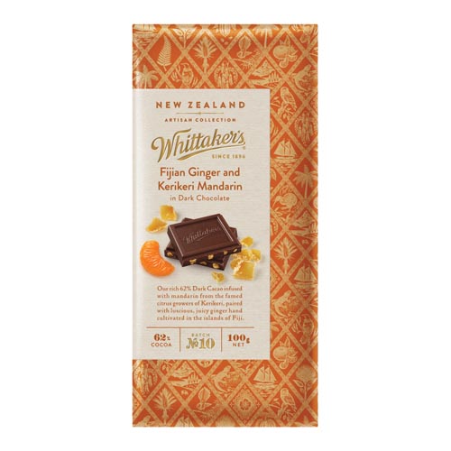Chocolate Block Ginger & Mandarin Dark Whittakers 100g