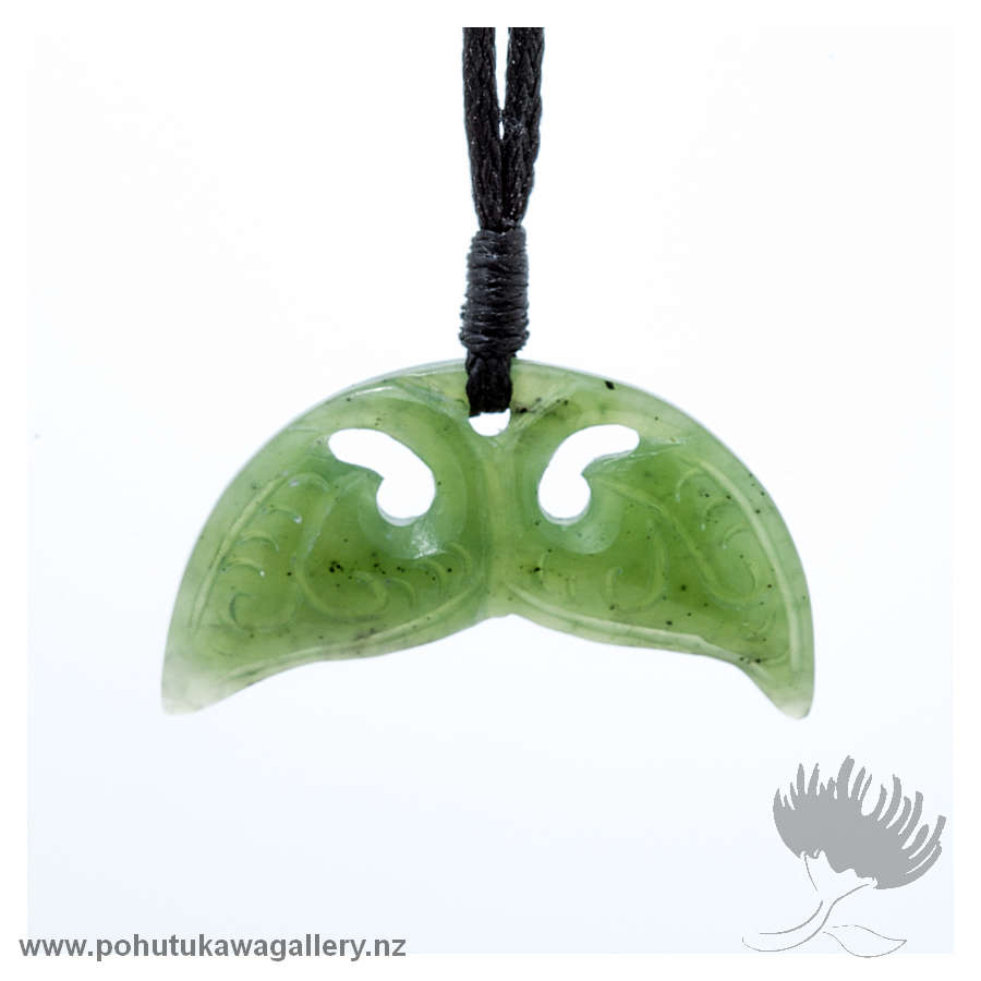NZ Greenstone Whale Tail Pendant