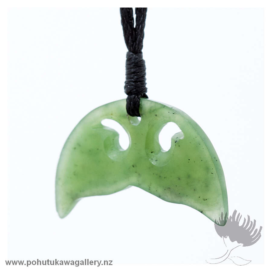 NZ Greenstone Whale Tail Pendant