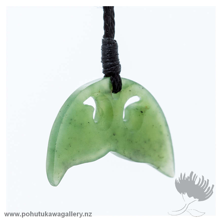 NZ Greenstone Whale Tail Pendant