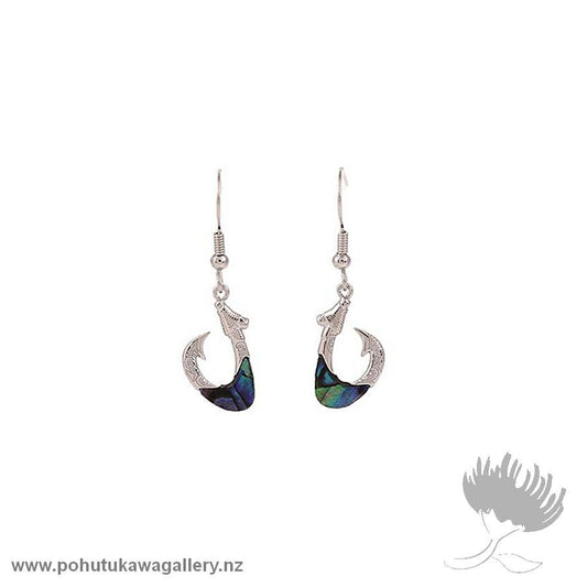 Rhodium Drop Earrings – Paua Hook