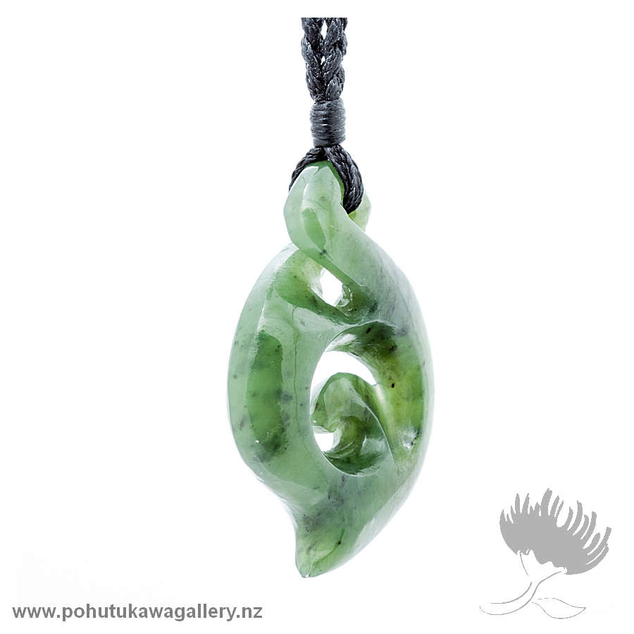 NZ Greenstone Twist Koru Pendant