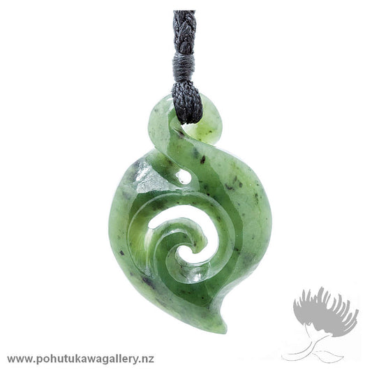 NZ Greenstone Twist Koru Pendant