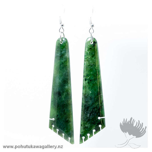 NZ Greenstone Earrings – Triangular Drop