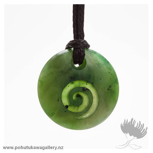 Greenstone Carved Disc – Koru