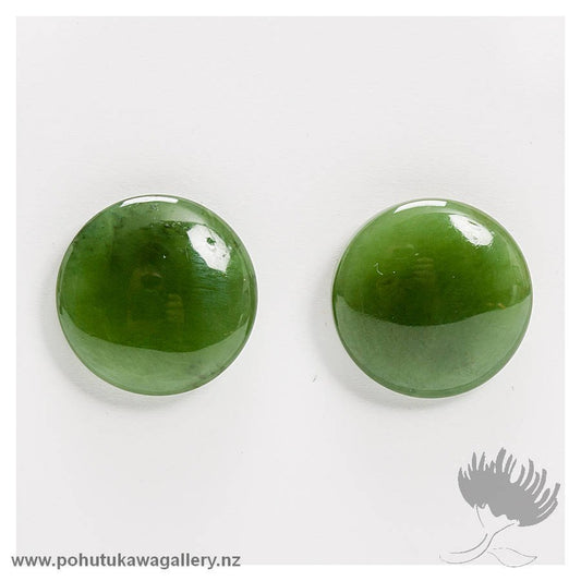 Greenstone Domed Disc Earrings