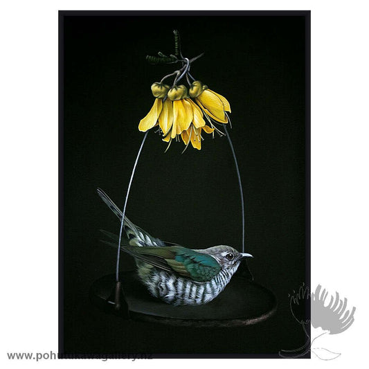 Box Print | Shining Cuckoo with Kowhai