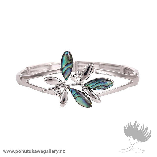 Rhodium Bracelet – Paua Leaves