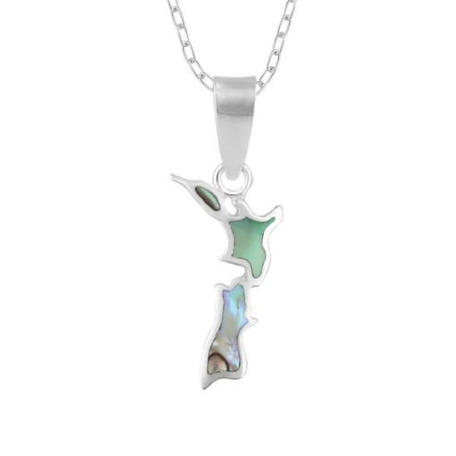 Boxed Necklace | Sterling & Paua NZ Map