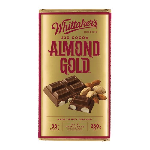 Chocolate Block Almond Gold 33% Cocoa Whittakers 250g