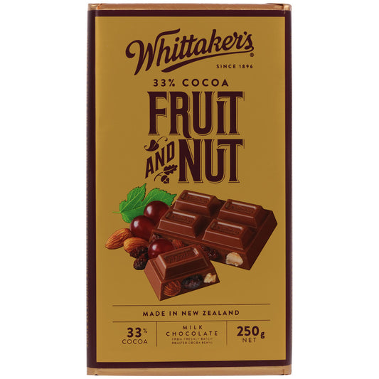 Chocolate Block Fruit & Nut 33% Cocoa Whittakers 250g
