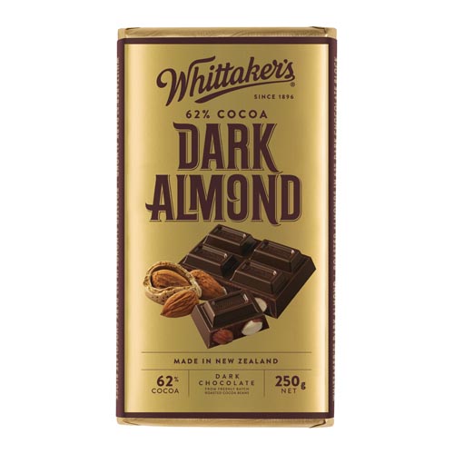 Chocolate Block Dark Almond 62% Cocoa Whittakers 250g