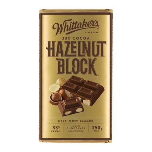 Chocolate Block 33% Cocoa Hazelnut Whittakers 250g