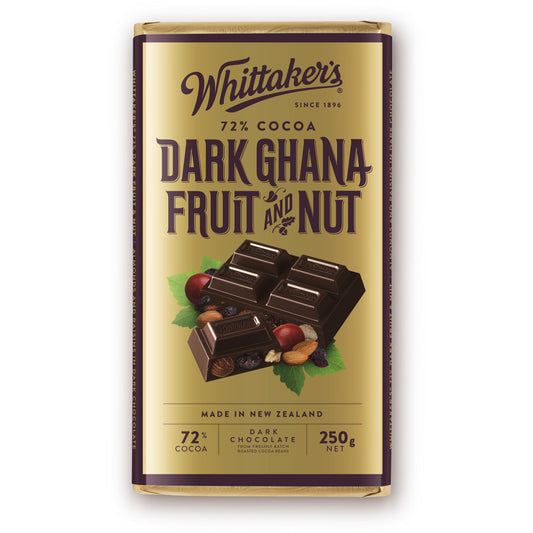 Chocolate Block 72% Dark Ghana Fruit & Nut Whittakers 250g