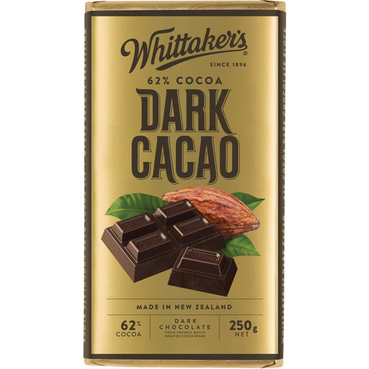 Chocolate Block 62% Cocoa Dark Cacao Whittakers 250g