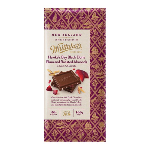 Chocolate Block Black Doris Plum & Almond Whittakers 100g