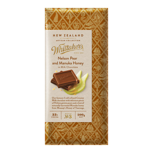 Chocolate Block Nelson Pear & Manuka Whittakers 100g
