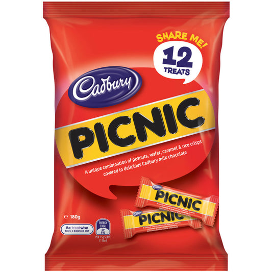 Treat Size Chocolates Picnic Cadbury 180g bag 12pk