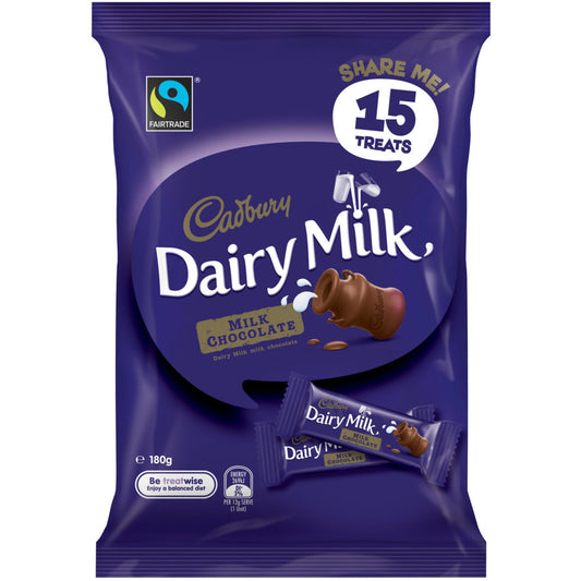 Treat Size Chocolates Dairy Milk Cadbury 180g bag 15pk