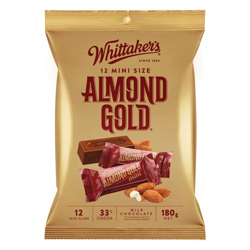 Share Pack Individually Wrapped Almond Gold Whittakers 180g bag 12pk